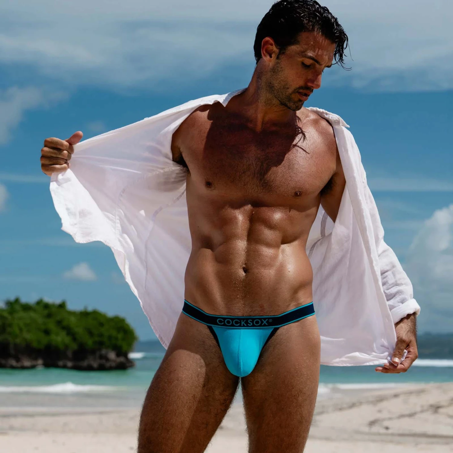 CockSox Glacial CX16BB Turquoise Bamboo - Sexy Low-Rise Enhancing Pouch Bikini 2 CockSox Glacial CX16BB Turquoise Bamboo - Sexy Low-Rise Enhancing Pouch Bikini – Image 2