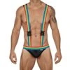 Body Candyman Rainbow Pride 99451 – Men’s Sexy Microfiber Bodysuit with Rainbow Straps