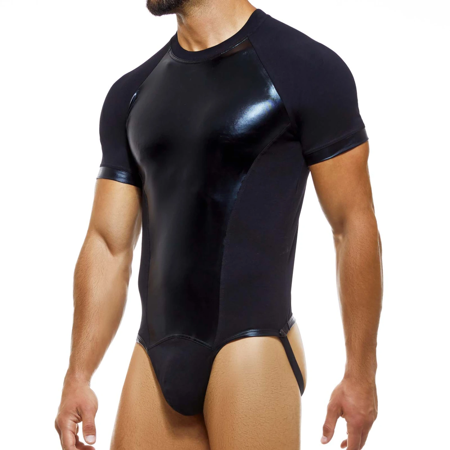 Modus Vivendi Latex Look Body 11282 – Black Sexy Menswear Bodysuit with Removable Straps 4 Modus Vivendi Latex Look Body 11282 – Black Sexy Menswear Bodysuit with Removable Straps – Image 4