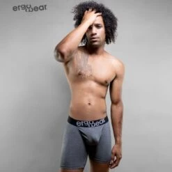 ErgoWear FEEL Modal Black - Long Leg Ergonomic Pouch Men's Boxer EW1031 -Men Attitude Boutique Boxer ergo EW1031 gris a