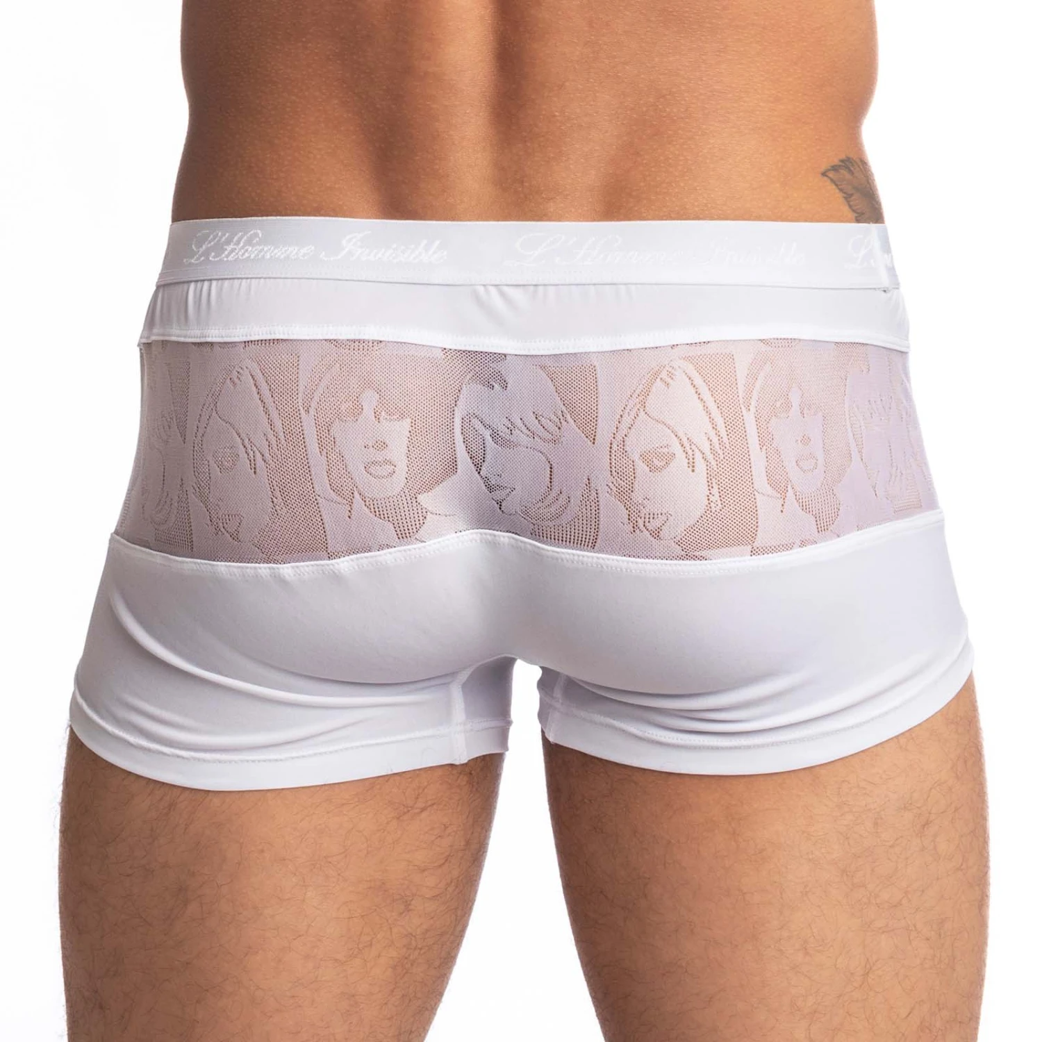 L'Homme Invisible Picasso White Semi-Transparent – Artistic Face Design Low-Rise Boxer 2 L'Homme Invisible Picasso White Semi-Transparent – Artistic Face Design Low-Rise Boxer – Image 2