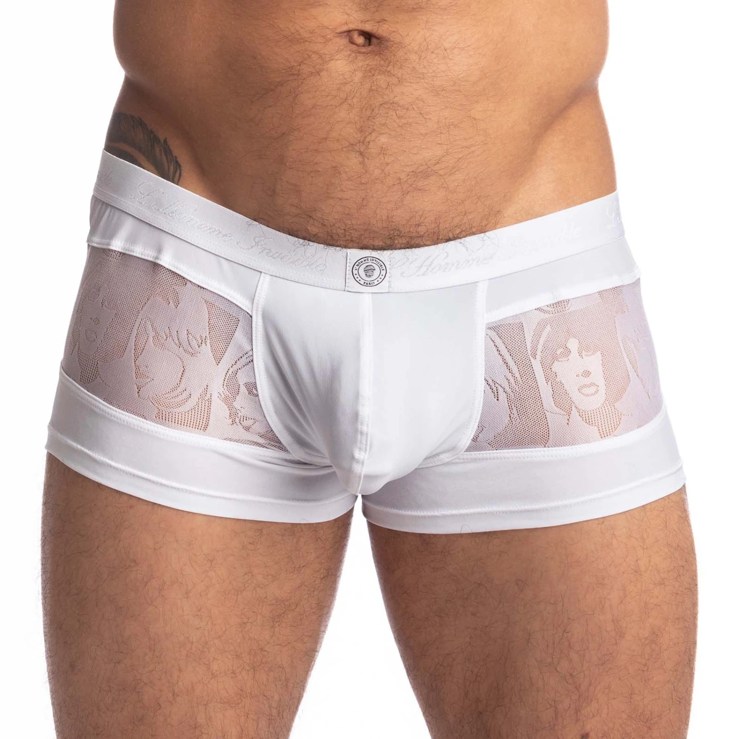 L'Homme Invisible Picasso White Semi-Transparent – Artistic Face Design Low-Rise Boxer 1 L'Homme Invisible Picasso White Semi-Transparent – Artistic Face Design Low-Rise Boxer