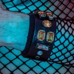 Quriose Rough Diamond BR03COL Vegetable Tanned Leather Bracelet - Handcrafted Raw Stone Jewelry