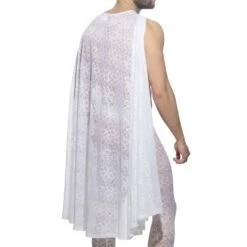 Addicted White Flowery Lace AD1187 – Luxury Transparent Floral Loungewear Cape -Men Attitude Boutique Cape ad AD1187 blanc 3