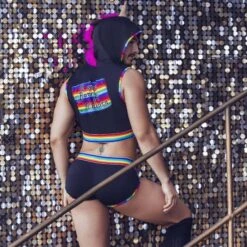 Candyman 99520 Unicorn Playful Set - Cropped Front-Zip Hoodie and Low-Rise Briefs -Men Attitude Boutique Costume candy 99520 noir a