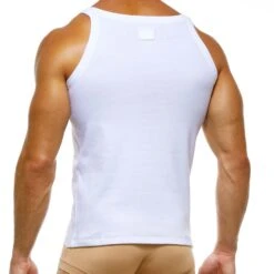 Modus Vivendi Organic 04231 – Débardeur Homme en Coton Biologique Côtelé -Men Attitude Boutique Debadeur modus 04231 blanc 3