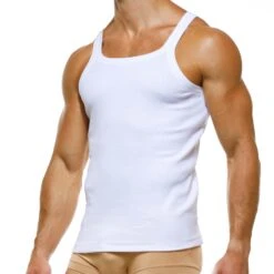 Modus Vivendi Organic 04231 – Débardeur Homme en Coton Biologique Côtelé -Men Attitude Boutique Debadeur modus 04231 blanc 4