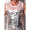 Destructive Black Mesh and Shiny Finish – 1DTT02 Silicone Logo Streetwear Tank Top -Men Attitude Boutique Debardeur destructive 1DTT02 argent m