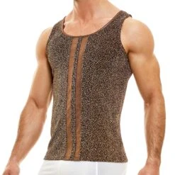Modus Vivendi King Cheetah 13131 Metallic Tank Top - Shimmering Jacquard Sleeveless Shirt 8 Modus Vivendi King Cheetah 13131 Metallic Tank Top - Shimmering Jacquard Sleeveless Shirt -Men Attitude Boutique Debardeur modus 13131 rosegold 4