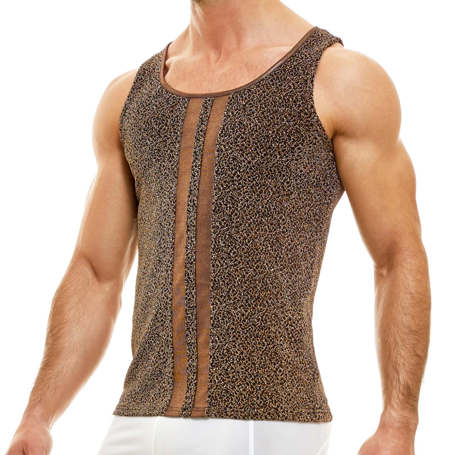 Modus Vivendi King Cheetah 13131 Metallic Tank Top - Shimmering Jacquard Sleeveless Shirt 4 Modus Vivendi King Cheetah 13131 Metallic Tank Top - Shimmering Jacquard Sleeveless Shirt â Image 4