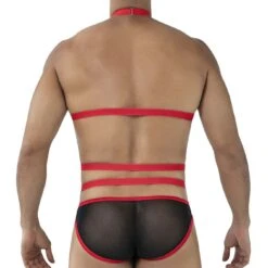 Cut4Men Red with Black Contrast Daring Halter Harness – C4MRAV114 Men's Body Accessory -Men Attitude Boutique Harnais c4m C4MRAV114 rouge 3