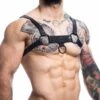 Cut4Men H4RNESS01 Noir – Harnais Sexy Look Cuir avec Anneau Central