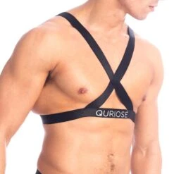 Quriose Lusty Boy HE01TOP Black Branded Elastic Chest Harness -Men Attitude Boutique Harnais quriose HE01TOP noir 4 1