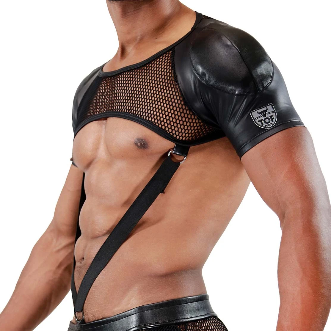 TOF PARIS Harnais Spartacus Noir – Harnais Clubwear avec Épaulettes Amovibles et Empiècements Mesh 4 TOF PARIS Harnais Spartacus Noir – Harnais Clubwear avec Épaulettes Amovibles et Empiècements Mesh – Image 4