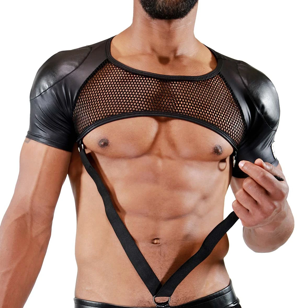 TOF PARIS Harnais Spartacus Noir – Harnais Clubwear avec Épaulettes Amovibles et Empiècements Mesh 1 TOF PARIS Harnais Spartacus Noir – Harnais Clubwear avec Épaulettes Amovibles et Empiècements Mesh