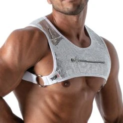 TOF Paris Star Black Glitter Harness with Gold Trim – Sexy Contoured Men's Accessory 5 TOF Paris Star Black Glitter Harness with Gold Trim – Sexy Contoured Men's Accessory -Men Attitude Boutique Harnais tof TOF176A argent 4 1