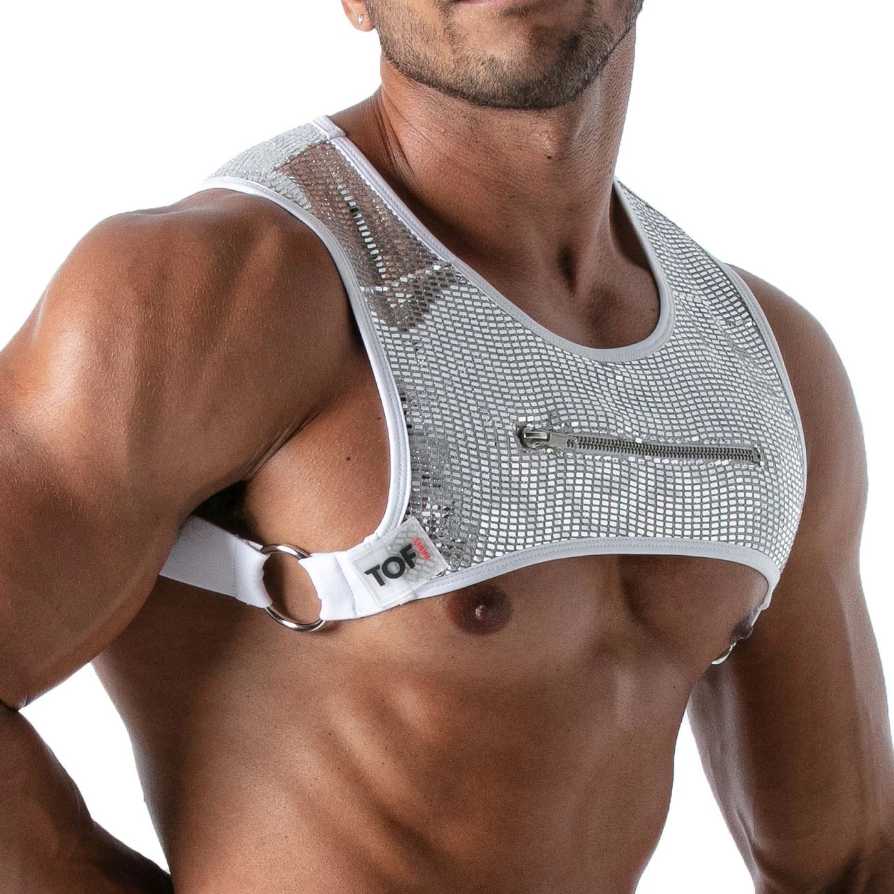 TOF Paris Star Black Glitter Harness with Gold Trim – Sexy Contoured Men's Accessory 3 TOF Paris Star Black Glitter Harness with Gold Trim – Sexy Contoured Men's Accessory – Image 3