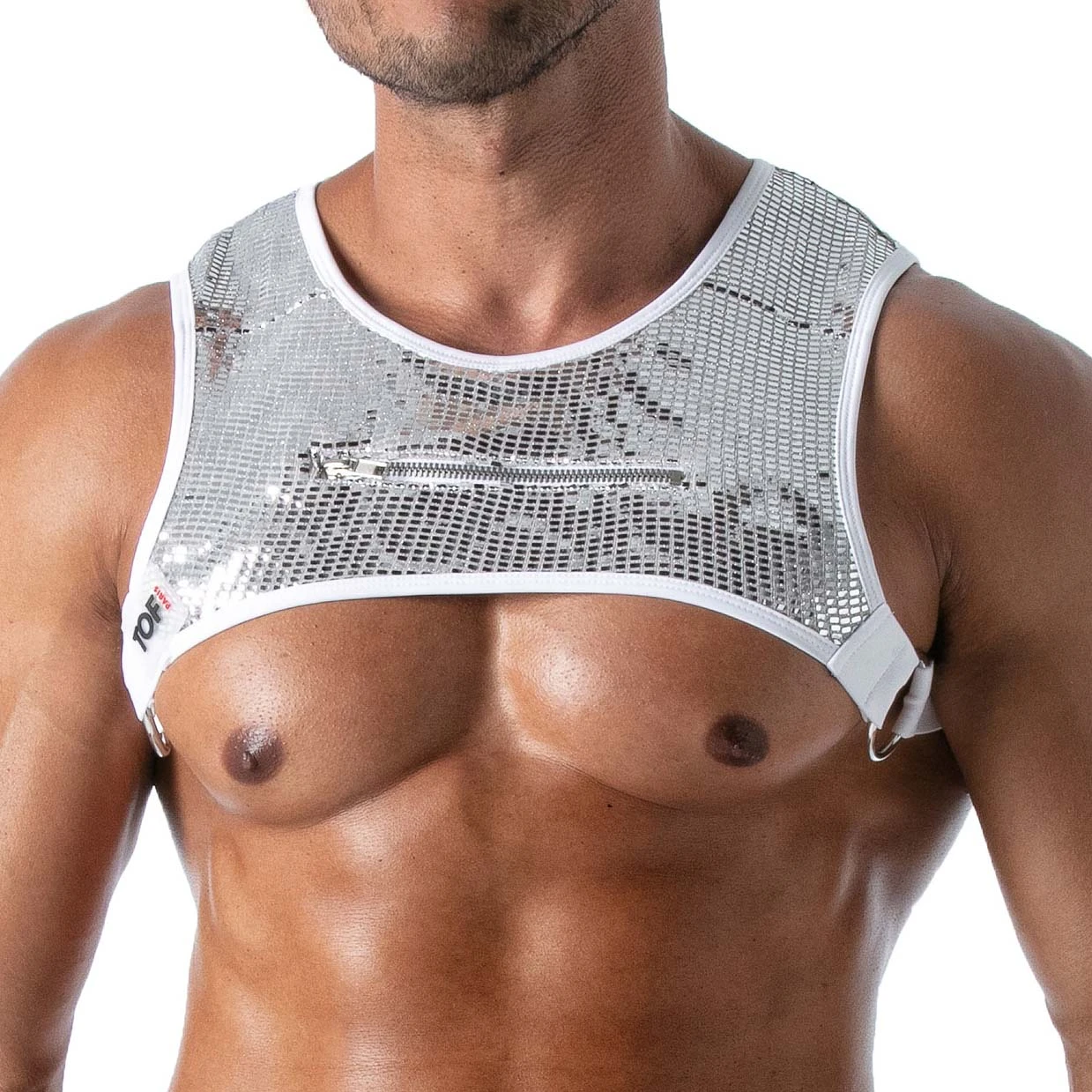 TOF Paris Star Black Glitter Harness with Gold Trim – Sexy Contoured Men's Accessory 1 TOF Paris Star Black Glitter Harness with Gold Trim – Sexy Contoured Men's Accessory