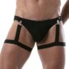 TOF Paris Black Masculine Leg Harness – TOF240N Adjustable Single Garter -Men Attitude Boutique Harnais tof TOF240N noir m