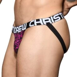 Andrew Christian Posh Leopard Jock Strap – Shimmering Animal Print & Massive Logo Underwear -Men Attitude Boutique JockStrap ac 92147 violet 4