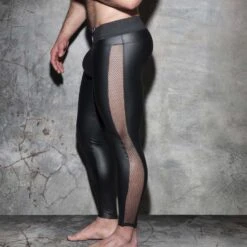 Addicted AD Fetish Legging ADF107 - Black Faux Leather & Mesh Low Waist Leggings -Men Attitude Boutique Legging adfetish ADF107 noir 4