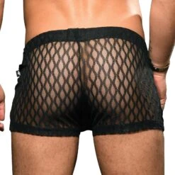 Andrew Christian Sexy Lace 6653 Red Mesh Shorts – Shimmering Waistband & Support Pouch 6 Andrew Christian Sexy Lace 6653 Red Mesh Shorts – Shimmering Waistband & Support Pouch -Men Attitude Boutique Short ac 6653 noir 3
