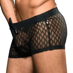 Andrew Christian Sexy Lace 6653 Red Mesh Shorts – Shimmering Waistband & Support Pouch 5 Andrew Christian Sexy Lace 6653 Red Mesh Shorts – Shimmering Waistband & Support Pouch -Men Attitude Boutique Short ac 6653 noir 4