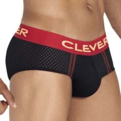 Clever Requirement 0421 Black Mesh with Red Waistband – Classic Fit Sensual Briefs -Men Attitude Boutique Slip clever 0421 noir 4