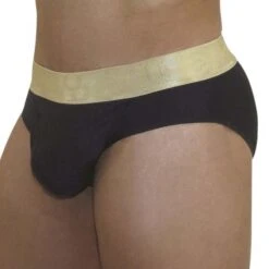 ErgoWear FEEL XV EW0825 – Black & Gold Metallic Waistband Ergonomic Brief Slip -Men Attitude Boutique Slip ergowear EW0825 noir 4