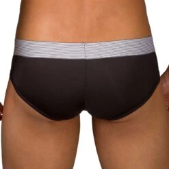 Eros Veneziani CB106 Men's Briefs – Black Microfiber with Contrast Stitching -Men Attitude Boutique Slip eros CB106 noir 3