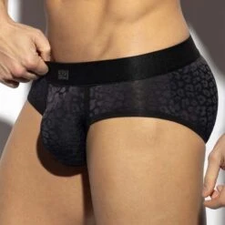 Slip ES Collection Leopard UN623 Noir -Men Attitude Boutique Slip esco UN623 noir 4