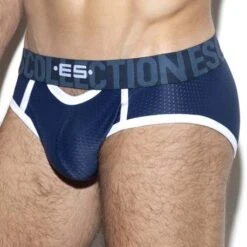 ES Collection UN321 Double Opening - Empty Bottom Low-Rise Men's Slip -Men Attitude Boutique Slipemptybottom escollection UN321 bleu 4