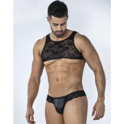 Cut4Men Black Lacey Jock String C4MRAV104 - Sous-vêtement Dentelle Noire -Men Attitude Boutique String c4m C4MRAV104 noir a