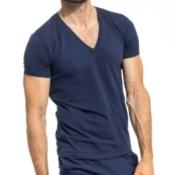 L’Homme Invisible MY61HYP – T-shirt Premium en Coton Stretch Loungewear -Men Attitude Boutique Tshirt hi MY61HYP bleu 4