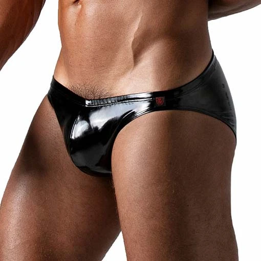 TOF PARIS Men's Vinyl Bikini Brief - Black Wet-Look Low-Rise Slip TOF182N 4 TOF PARIS Men's Vinyl Bikini Brief - Black Wet-Look Low-Rise Slip TOF182N â Image 4