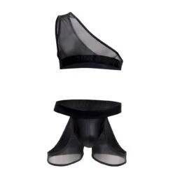 Candyman 99474 Black Mesh 2-Piece Asymmetric Body Suit – Sexy Male Lingerie Set -Men Attitude Boutique body candy 99474 noir 9