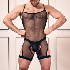 Body GAYPLAY Homme - Body Érotique Ouvert Noir à Fines Bretelles