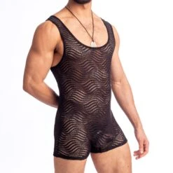 L'Homme Invisible Good Vibrations Black Lace Bodysuit – HW161VIB Sexy Sheer Men's Singlet 7 L'Homme Invisible Good Vibrations Black Lace Bodysuit – HW161VIB Sexy Sheer Men's Singlet -Men Attitude Boutique body hi hw161vib noir 4