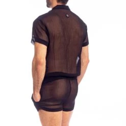 L'Homme Invisible Night Player HW166NPL - Black Sheer Chiffon Shirt-Style Body -Men Attitude Boutique body hi hw166npl noir 4