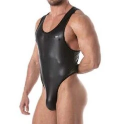 TOF PARIS Body Fetish Black Faux Leather Microfiber Bodysuit - TOF261N 7 TOF PARIS Body Fetish Black Faux Leather Microfiber Bodysuit - TOF261N -Men Attitude Boutique body tof tof261n noir 4