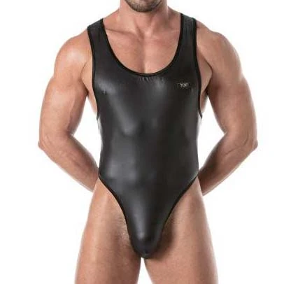 TOF PARIS Body Fetish Black Faux Leather Microfiber Bodysuit - TOF261N 1 TOF PARIS Body Fetish Black Faux Leather Microfiber Bodysuit - TOF261N