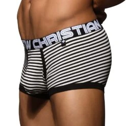 Andrew Christian Fly Stripe Almost Naked Boxer 92739 – Black & White Striped Side-Opening Underwear -Men Attitude Boutique boxer ac 92739 noir 4