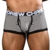 Andrew Christian Fly Stripe Almost Naked Boxer 92739 – Black & White Striped Side-Opening Underwear