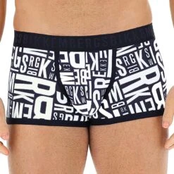 Bikkembergs White with Black All-Over Logo Print Boxer – Premium Cotton Stretch Trunk
