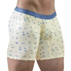 Boxer Long ErgoWear SLK SE EW1771 - Bleu et Jaune Pastel à Imprimés Ludiques -Men Attitude Boutique boxer ergo ew1771 jaune 4