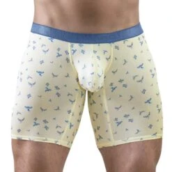Boxer Long ErgoWear SLK SE EW1771 - Bleu et Jaune Pastel à Imprimés Ludiques