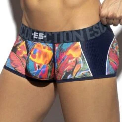 ES Collection Floral Mesh Boxer UN418 – White/Grey Floral Print Push-Up Underwear -Men Attitude Boutique boxer esco UN418 bleu 4