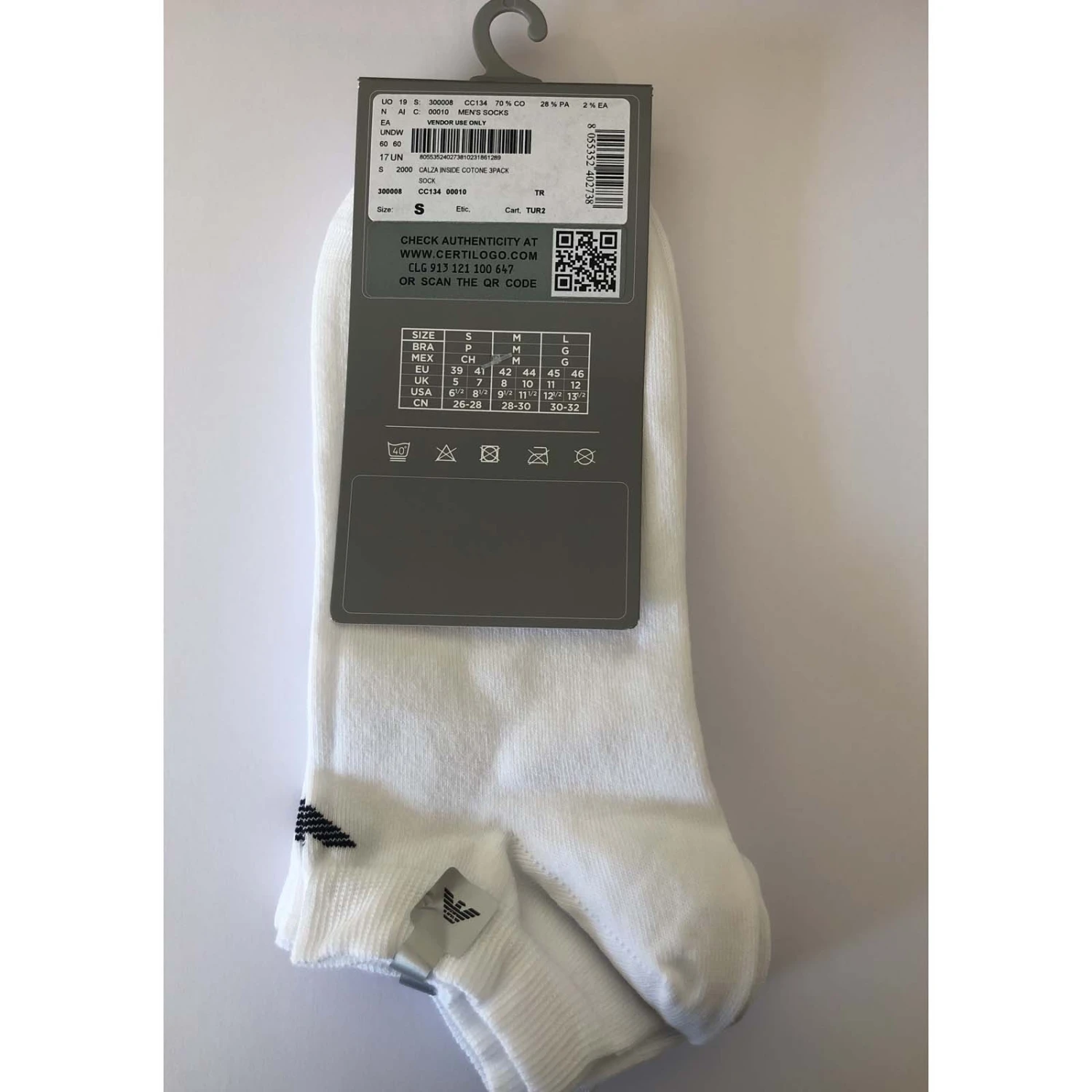 Pack De 3 Paires De Chaussettes Emporio Armani 300008 C134 Blanc 2 Pack De 3 Paires De Chaussettes Emporio Armani 300008 C134 Blanc – Image 2