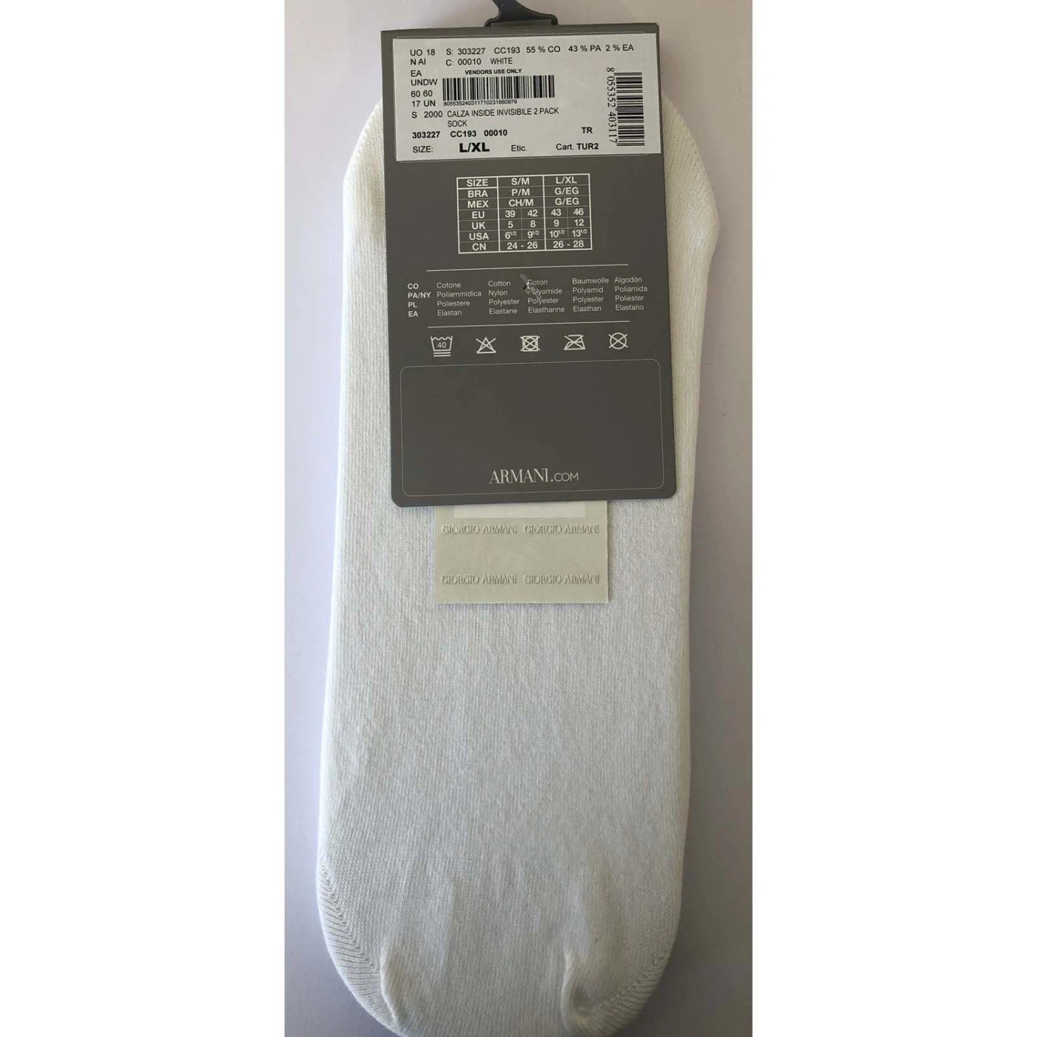 Pack de 2 Paires de Chaussettes Emporio Armani Noir et Gris – Design Signature Logo Coton Premium 2 Pack de 2 Paires de Chaussettes Emporio Armani Noir et Gris – Design Signature Logo Coton Premium – Image 2
