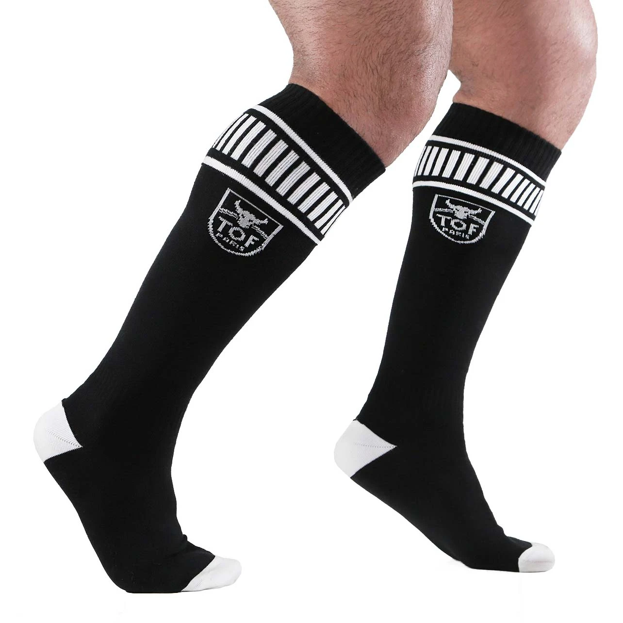TOF Paris Footish Black Socks with Contrast Heel & Toe – Sport Fetish Crew Socks 1 TOF Paris Footish Black Socks with Contrast Heel & Toe – Sport Fetish Crew Socks